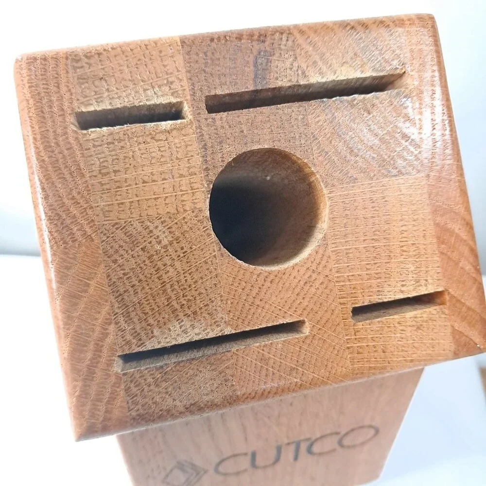 Vintage Cutco 5 Slot Knife Block Holder Wooden Wood Honey Oak‎ knives